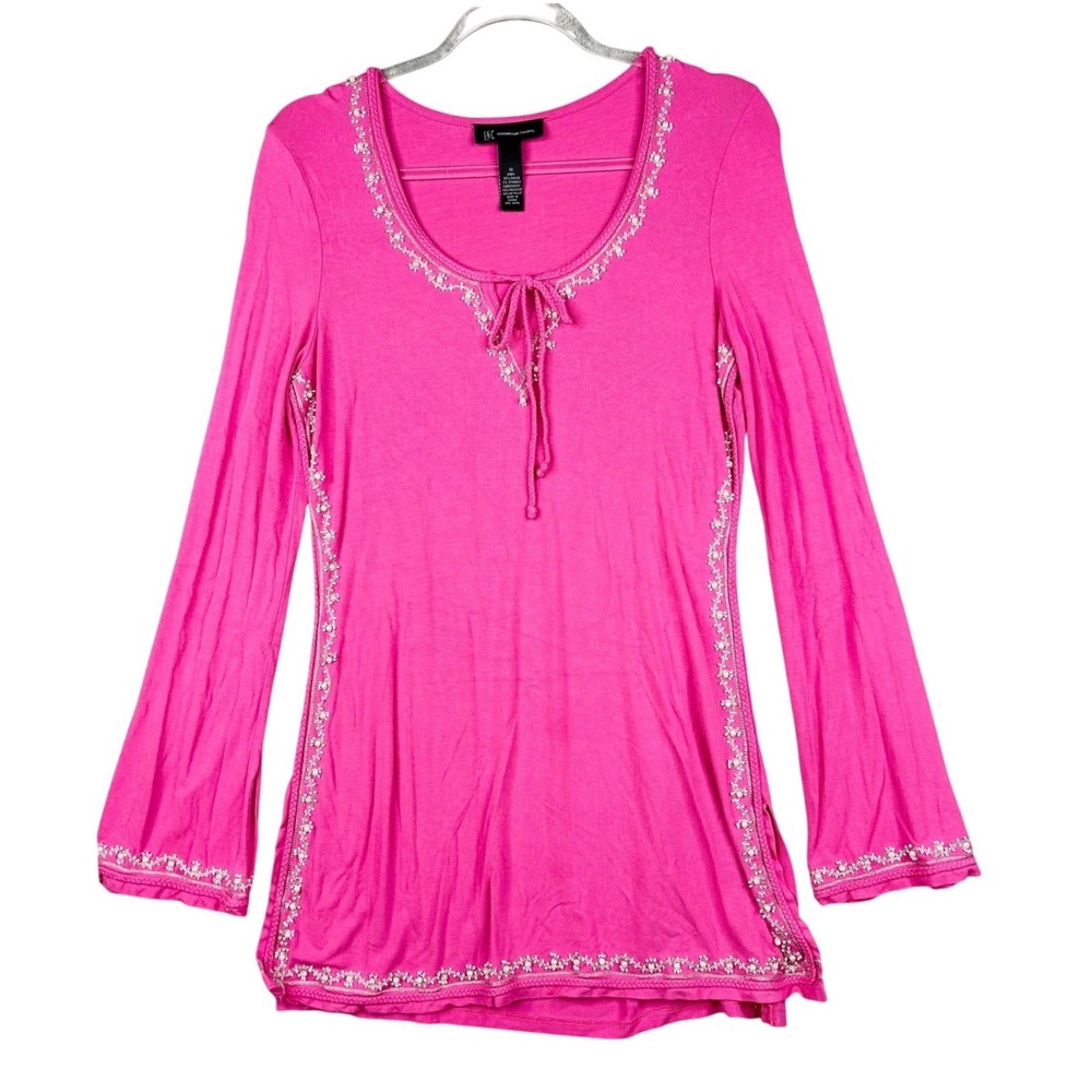 INC International Concepts Pink Embellished Tunic Top Women's Medium